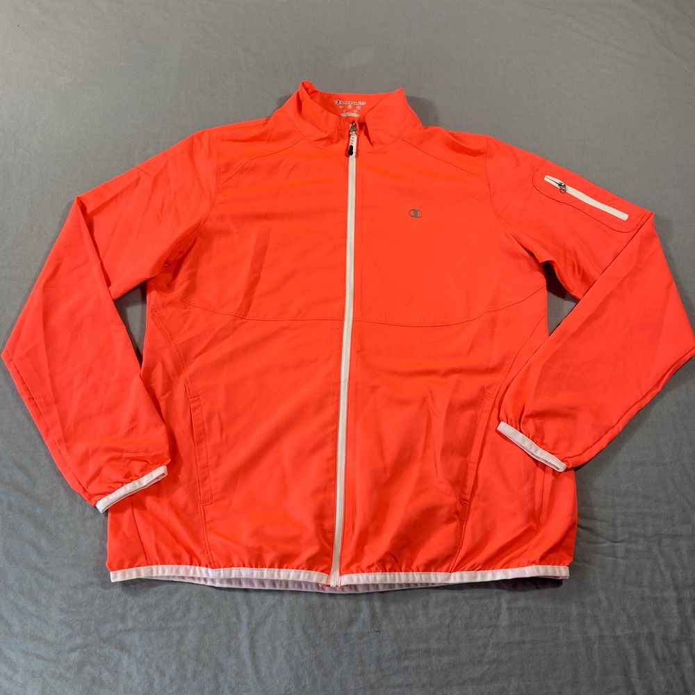 Champion Jacket Womens Medium Orange Windbreaker Lightweight Zip‎ Outdoor Ladies